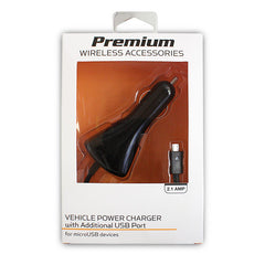 Universal 2.1A Micro USB Car Charger with USB Port